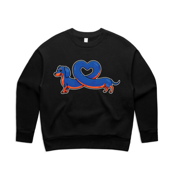 Sausage Dog - Stretch Heart - Black & Tan - AS Colour - Women's Relax Crew Thumbnail