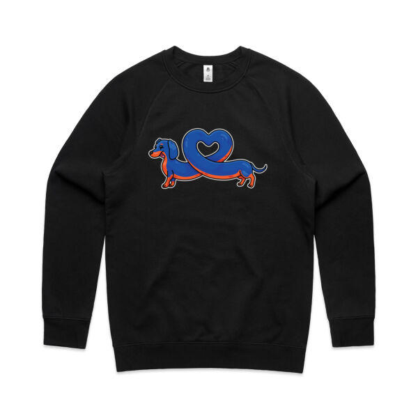 Sausage Dog - Stretch Heart - Black & Tan - AS Colour - Men's Supply Crew Sweatshirt Thumbnail
