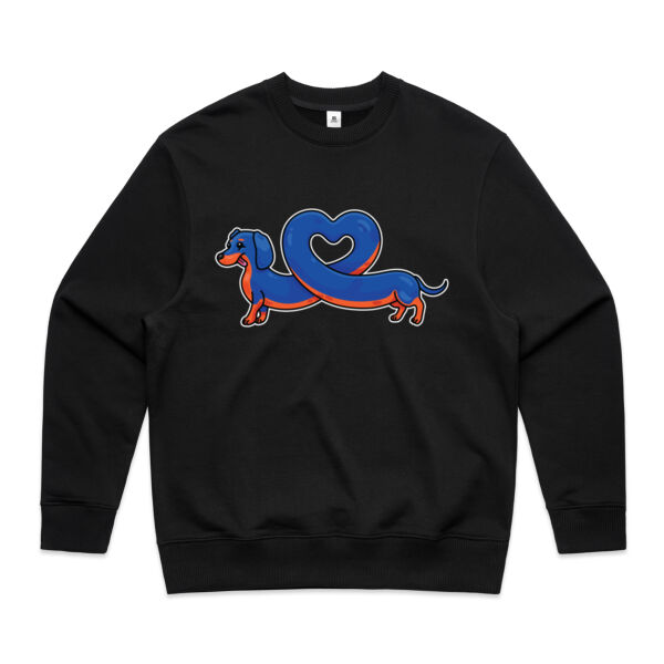 Sausage Dog - Stretch Heart - Black & Tan - AS Colour - Men's Heavy Crew Thumbnail