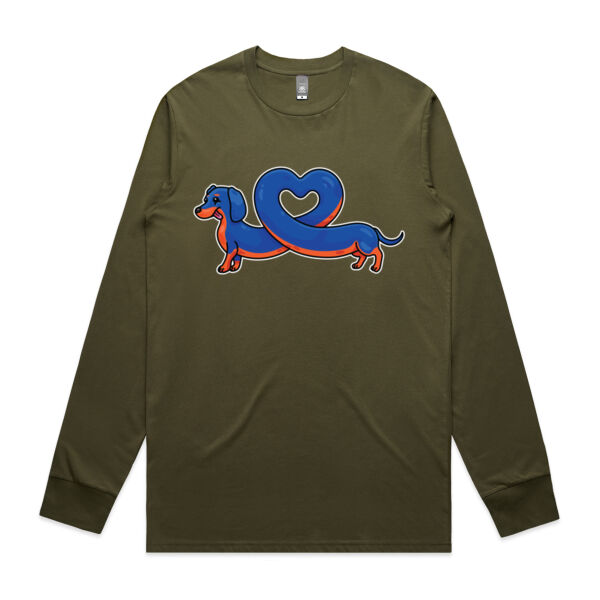 Sausage Dog - Stretch Heart - Black & Tan - AS Colour -  Men's Staple L/S Tee  Thumbnail