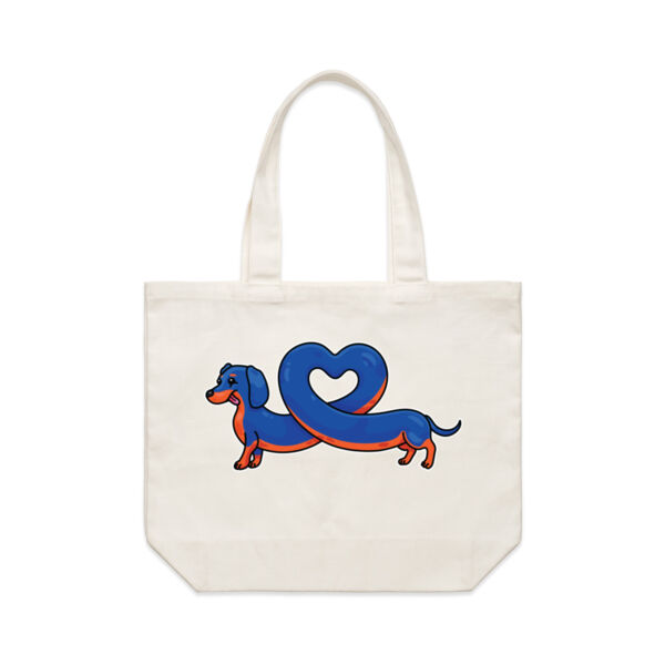 Sausage Dog - Stretch Heart - Black & Tan - AS Colour Shoulder Tote Bag Thumbnail