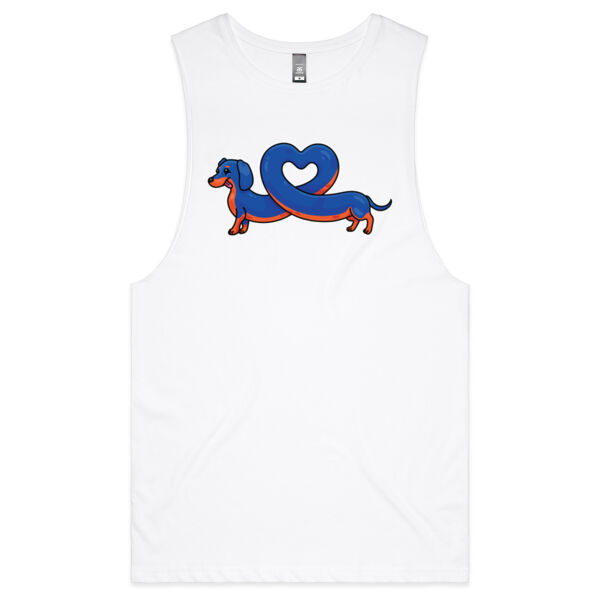 Sausage Dog - Stretch Heart - Black & Tan - AS Colour - Barnard Tank Top - Muscle Tee Thumbnail