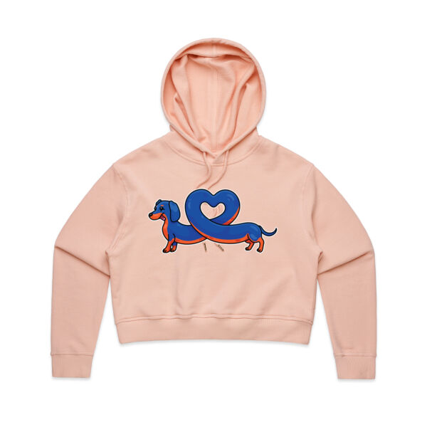 Sausage Dog - Stretch Heart - Black & Tan - AS Colour - Women's Crop Hood Thumbnail