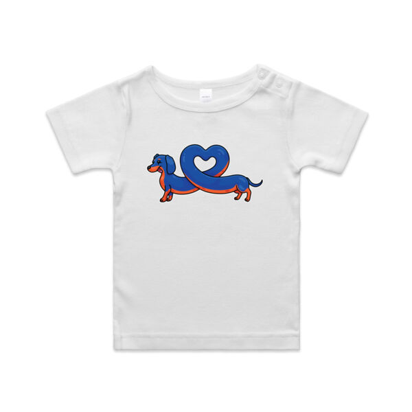Sausage Dog - Stretch Heart - Black & Tan - AS Colour - Infant Wee Tee Thumbnail