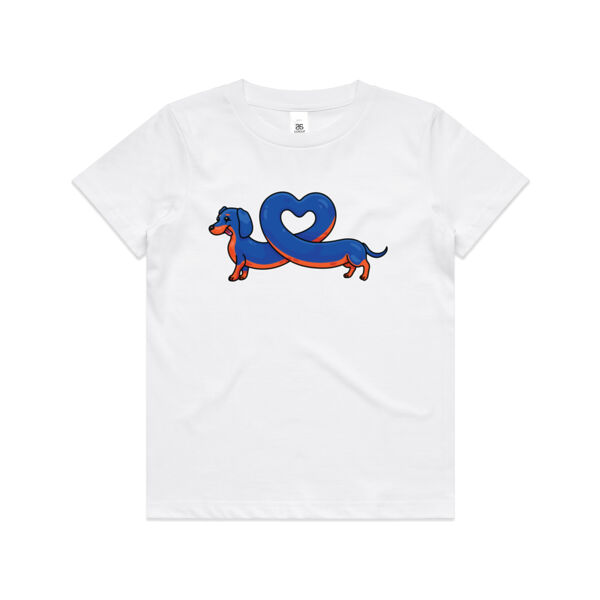 Sausage Dog - Stretch Heart - Black & Tan - AS Colour - Kids Youth Tee Thumbnail