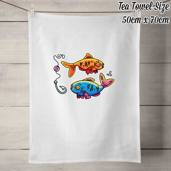 Happy to Sea you! - 50% Linen Tea Towel - White Thumbnail