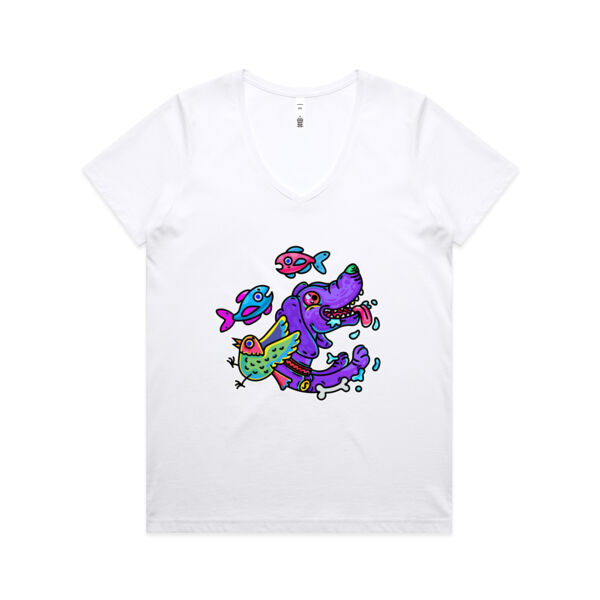 Purple Paw n Friends - AS Colour - Women's Maple V Neck Tee Thumbnail