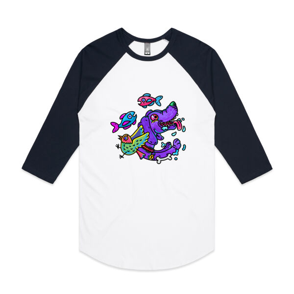 Purple Paw n Friends - AS Colour - 3/4 Raglan Baseball Sleeve Tee Thumbnail