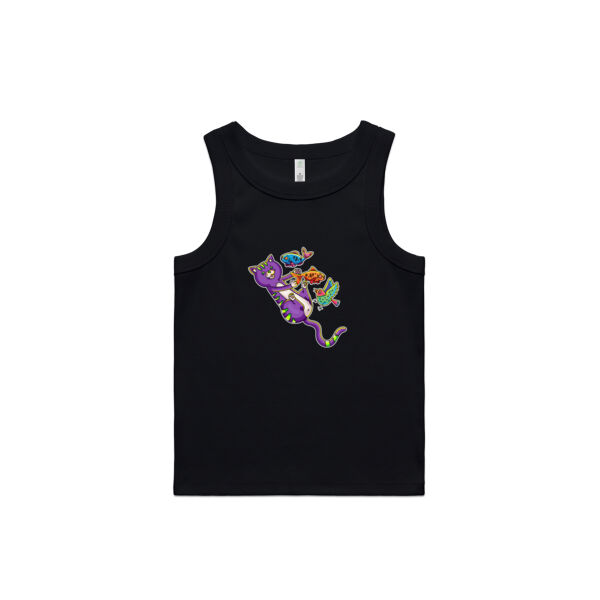 Purple Cat - Revamped - Version 2 - Catastrophic Pets Frenzy - AS Colour - Wo's Organic Rib Tank Thumbnail