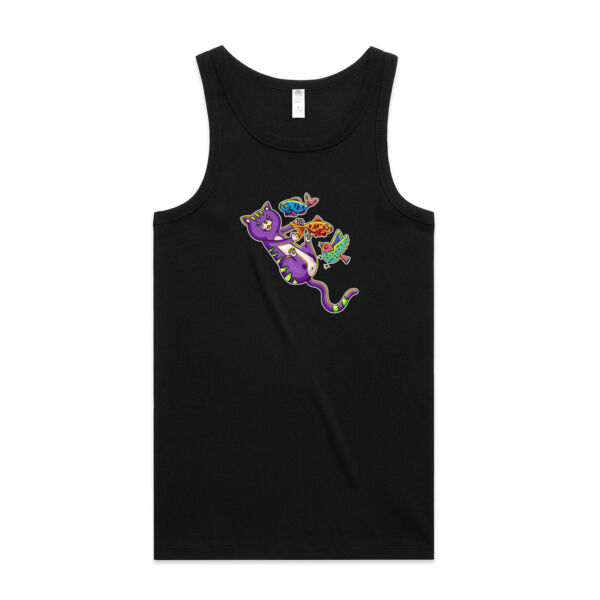 Purple Cat - Revamped - Version 2 - Catastrophic Pets Frenzy - AS Colour - Mens Organic Heavy Singlet Thumbnail