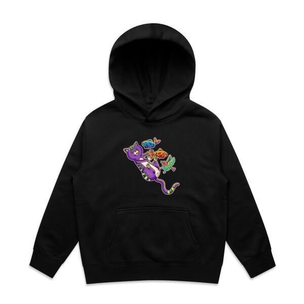 Purple Cat - Revamped - Version 2 - Catastrophic Pets Frenzy - AS Colour - Youth Relax Hood Thumbnail
