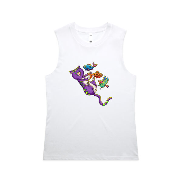 Purple Cat - Revamped - Version 2 - Catastrophic Pets Frenzy - AS Colour - Women's Maple Tank Thumbnail