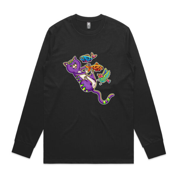 Purple Cat - Revamped - Version 2 - Catastrophic Pets Frenzy - AS Colour - Classic L/S Tee Thumbnail