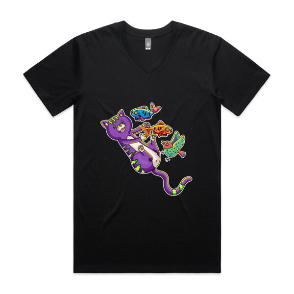 Purple Cat - Revamped - Version 2 - Catastrophic Pets Frenzy - AS Colour - Men's Staple V-Neck Thumbnail