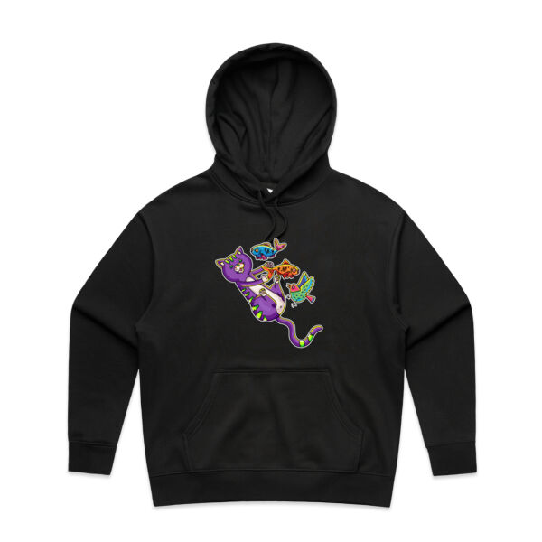 Purple Cat - Revamped - Version 2 - Catastrophic Pets Frenzy - AS Colour - Women's Heavy Hood Thumbnail