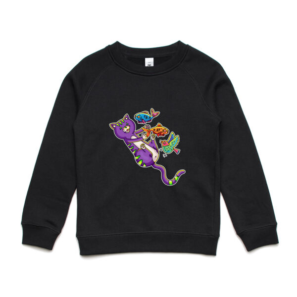 Purple Cat - Revamped - Version 2 - Catastrophic Pets Frenzy - AS Colour - Youth Supply Crew Sweatshirt Thumbnail