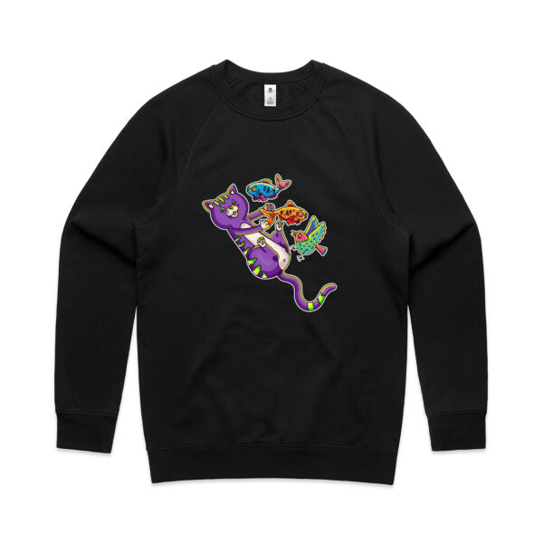Purple Cat - Revamped - Version 2 - Catastrophic Pets Frenzy - AS Colour - Men's Supply Crew Sweatshirt Thumbnail