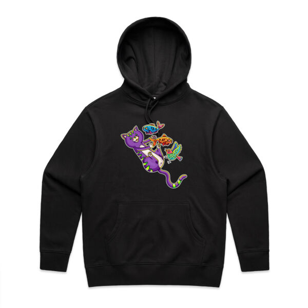 Purple Cat - Revamped - Version 2 - Catastrophic Pets Frenzy - AS Colour - Men's Heavy Hood Thumbnail