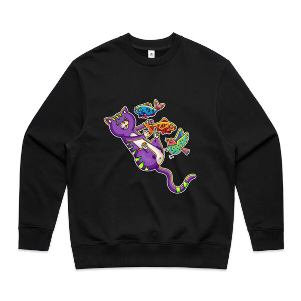 Purple Cat - Revamped - Version 2 - Catastrophic Pets Frenzy - AS Colour - Men's Heavy Crew Thumbnail