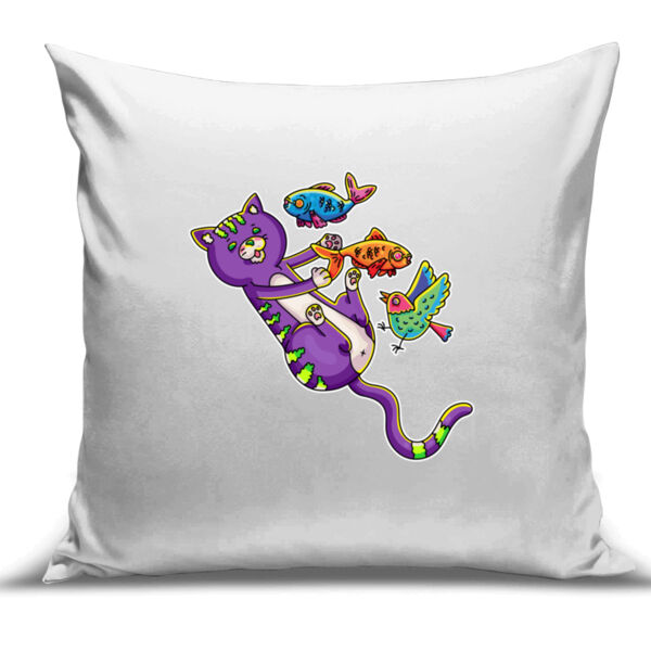 Purple Cat - Revamped - Version 2 - Catastrophic Pets Frenzy - Cushion Cover - 100% Linen Thumbnail