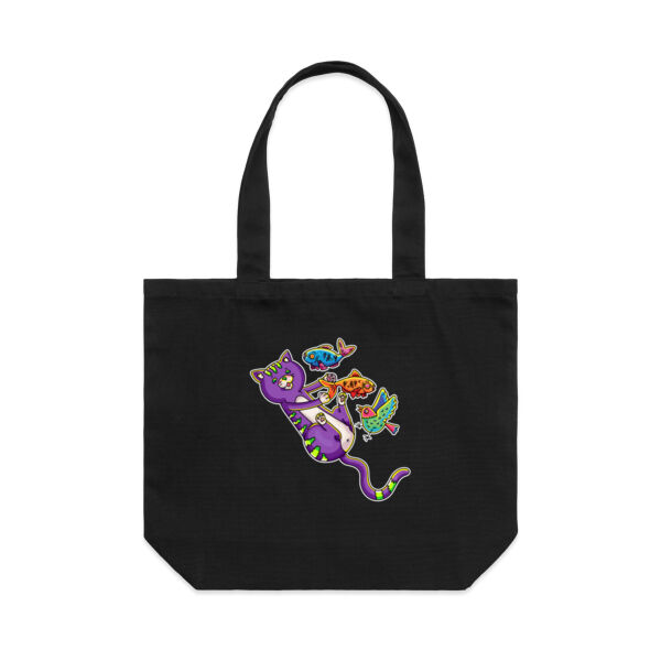 Purple Cat - Revamped - Version 2 - Catastrophic Pets Frenzy - AS Colour Shoulder Tote Bag Thumbnail