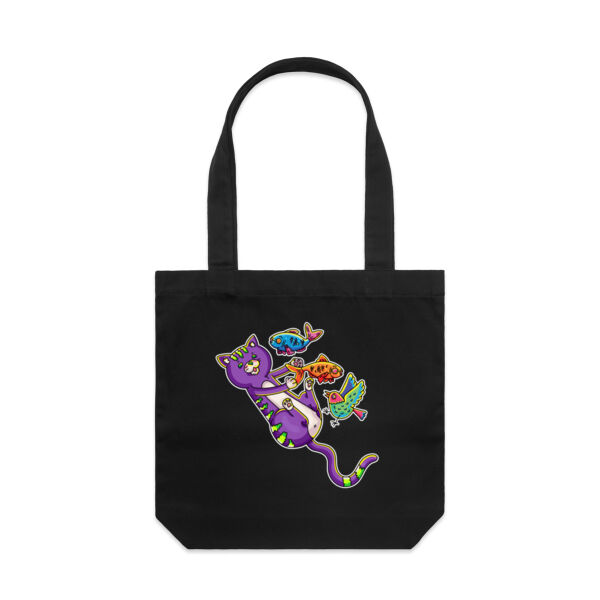 Purple Cat - Revamped - Version 2 - Catastrophic Pets Frenzy - AS Colour - Canvas Tote 'Carrie' Bag  Thumbnail