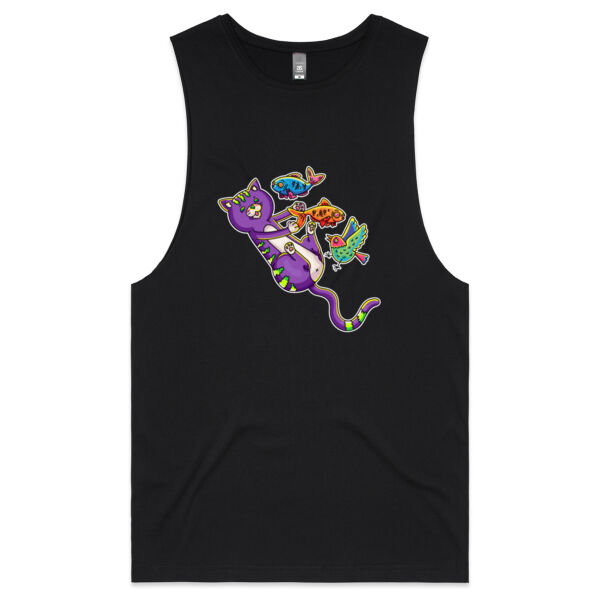 Purple Cat - Revamped - Version 2 - Catastrophic Pets Frenzy - AS Colour - Barnard Tank Top - Muscle Tee Thumbnail