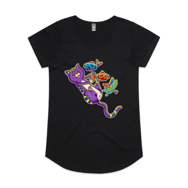 Purple Cat - Revamped - Version 2 - Catastrophic Pets Frenzy - AS Colour - Women's 'Mali' Scoop Tee Thumbnail