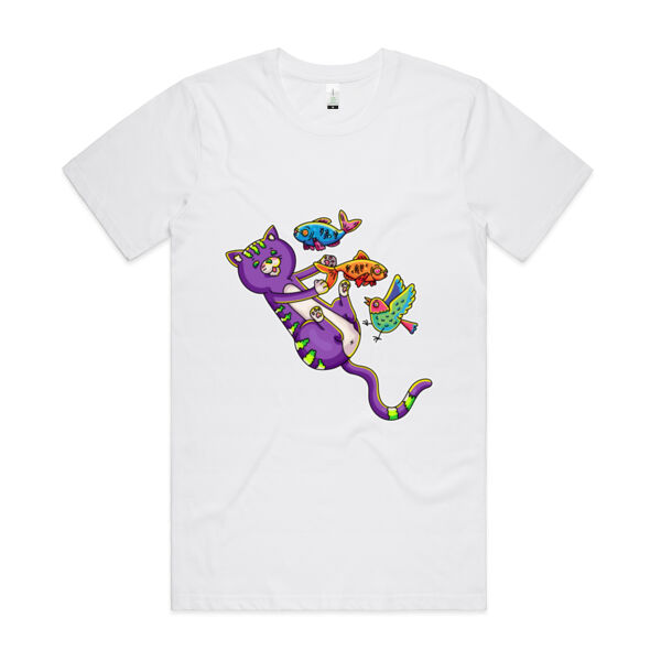 Purple Cat - Revamped - Version 2 - Catastrophic Pets Frenzy - AS Colour - Organic Cotton Unisex Tee Thumbnail