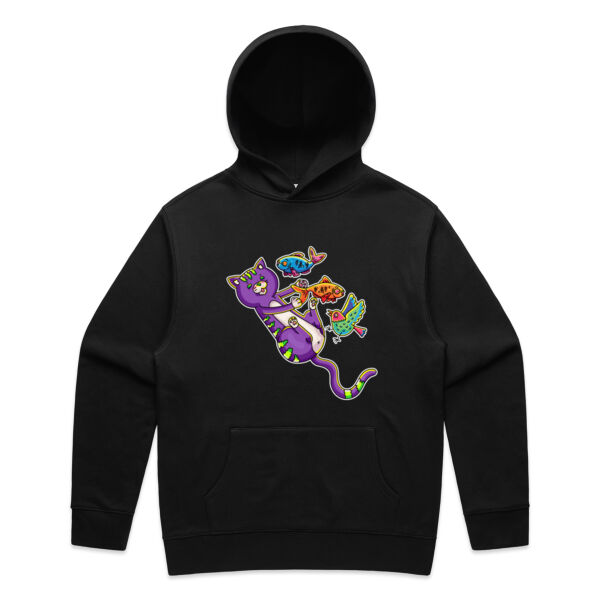 Purple Cat - Revamped - Version 2 - Catastrophic Pets Frenzy - AS Colour - Mens Relax Hood Thumbnail