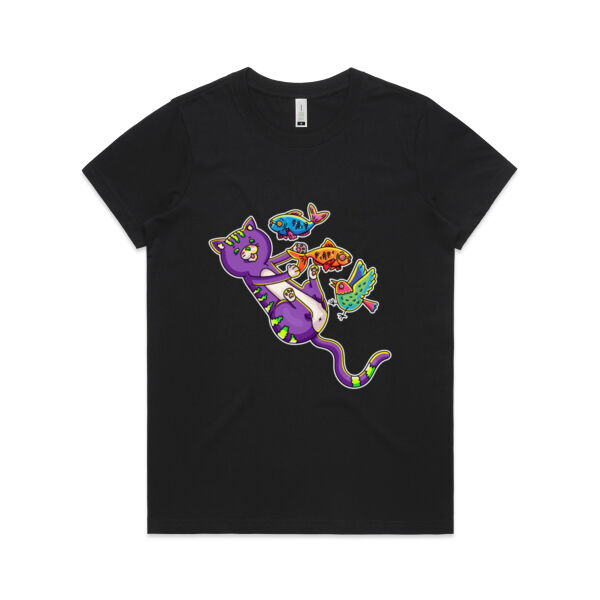 Purple Cat - Revamped - Version 2 - Catastrophic Pets Frenzy - AS Colour - Organic Women's  Maple Tee Thumbnail
