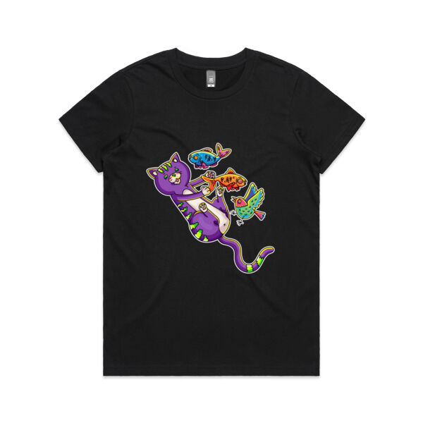 Purple Cat - Revamped - Version 2 - Catastrophic Pets Frenzy - AS Colour - Women's Maple Tee Thumbnail
