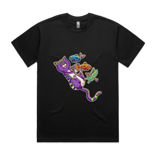 Purple Cat - Revamped - Version 2 - Catastrophic Pets Frenzy - AS Colour - Men's Heavy Tee Thumbnail