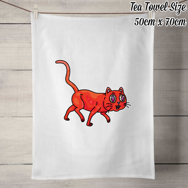 Derp City, Population Kitty! - 100% Linen Tea Towel - Off White Thumbnail