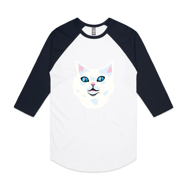 Snowy Cat - AS Colour - 3/4 Raglan Baseball Sleeve Tee Thumbnail