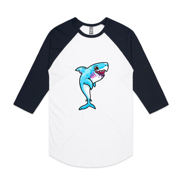 The Vigorous, Hungry Shark of the sea - AS Colour - 3/4 Raglan Baseball Sleeve Tee Thumbnail