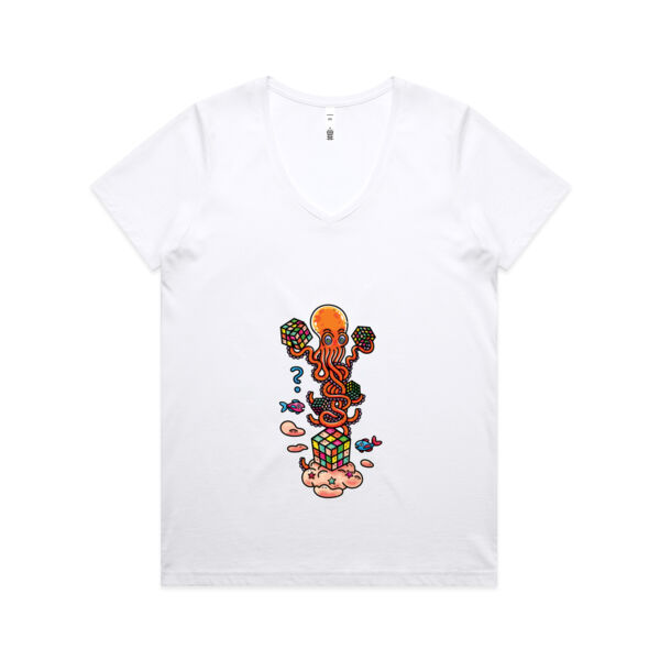 Octo Cube Solver - Version 2 - AS Colour - Women's Maple V Neck Tee Thumbnail