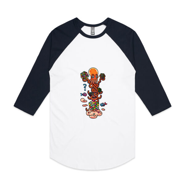 Octo Cube Solver - Version 2 - AS Colour - 3/4 Raglan Baseball Sleeve Tee Thumbnail