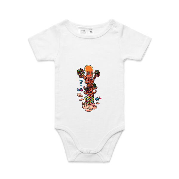 Octo Cube Solver - Version 2 - AS Colour - Organic Baby 'Mini-me' Onesie Romper Thumbnail