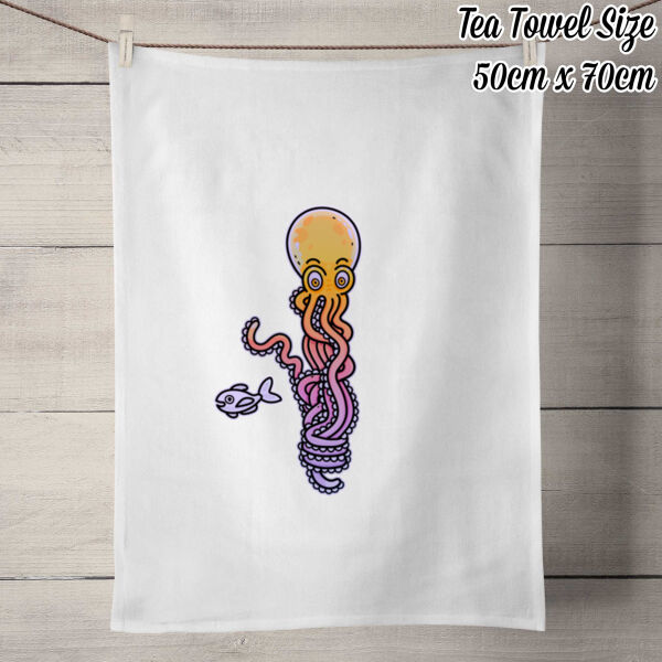 Bundled Octo - V1 - 50% Linen Tea Towel - White Thumbnail