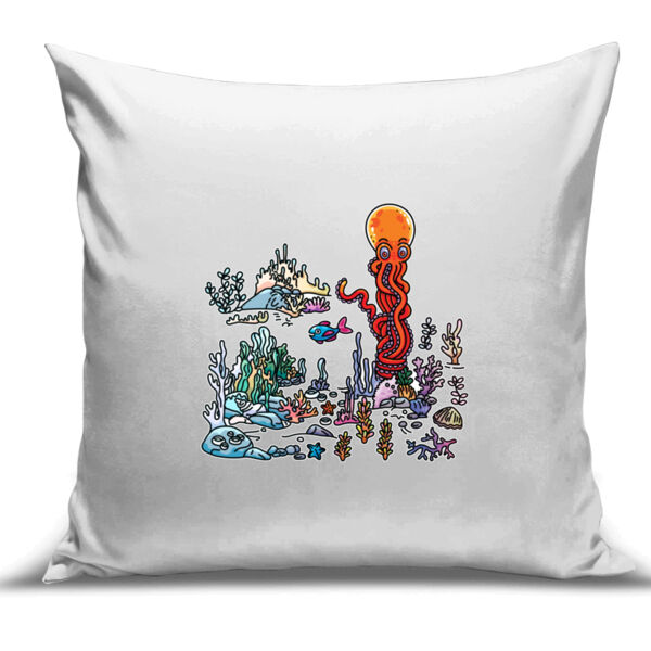 A Sea Bed fit for an Octopus - Cushion Cover - 100% Linen Thumbnail