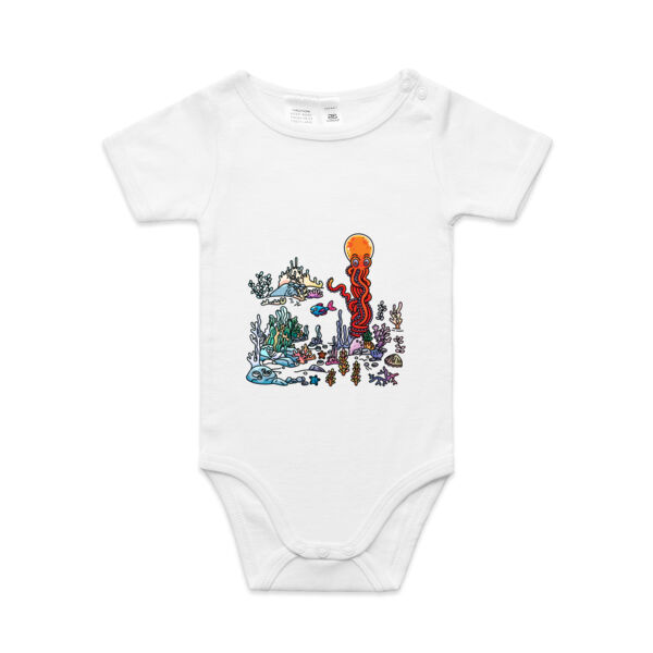 A Sea Bed fit for an Octopus - AS Colour - Organic Baby 'Mini-me' Onesie Romper Thumbnail