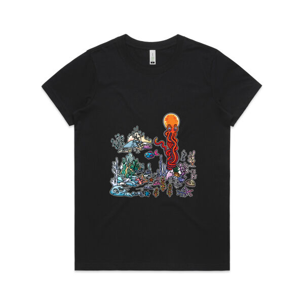 A Sea Bed fit for an Octopus - AS Colour - Organic Women's  Maple Tee Thumbnail