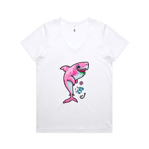 The Pink, friendly Shark of the sea - AS Colour - Women's Maple V Neck Tee Thumbnail