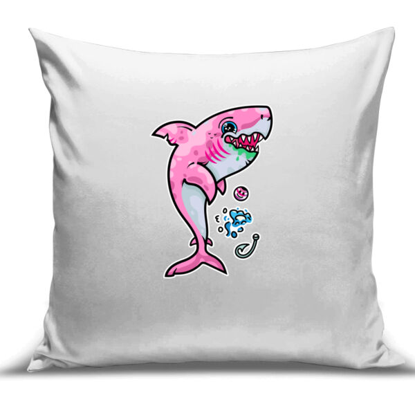 The Pink, friendly Shark of the sea - Cushion Cover - 100% Linen Thumbnail