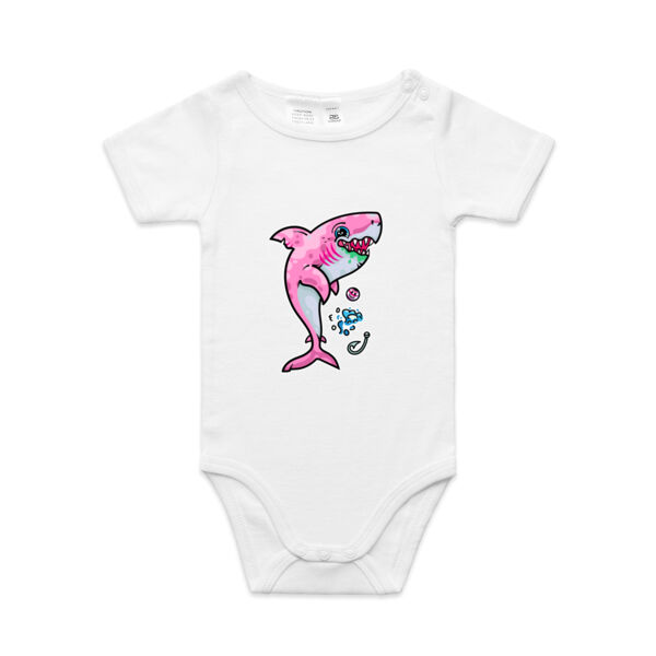 The Pink, friendly Shark of the sea - AS Colour - Organic Baby 'Mini-me' Onesie Romper Thumbnail