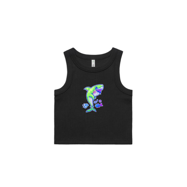 The Lime Green Shark with a Motive - AS Colour - Wo's Organic Rib Crop Tank Thumbnail