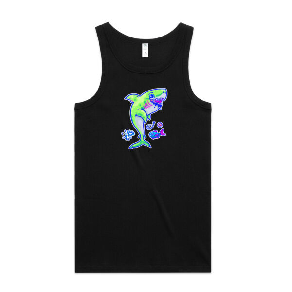 The Lime Green Shark with a Motive - AS Colour - Mens Organic Heavy Singlet Thumbnail