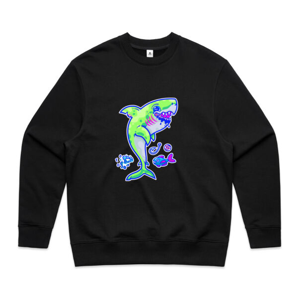 The Lime Green Shark with a Motive - AS Colour - Men's Heavy Crew Thumbnail