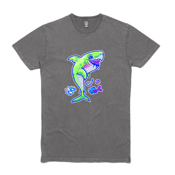 The Lime Green Shark with a Motive - AS Colour Stone Wash Staple Tee Thumbnail